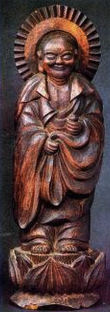 Jizō Bosatsu, Hōzō-ji Temple, Shida region. H. 77.7 cm. Completed 4 August 1800. Carved from local cedar wood (unusual — most Mokujiki works are cypress). Source: Muruburu vol. 38 (Nov. 2011).