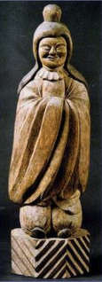 Kisshōten, Dainichidō (former site of Jōraku-ji), Shida region. H. 93.8 cm. Completed 21 July 1800. Mokujiki carved three statues at this site in five days. Source: Muruburu vol. 38 (Nov. 2011).